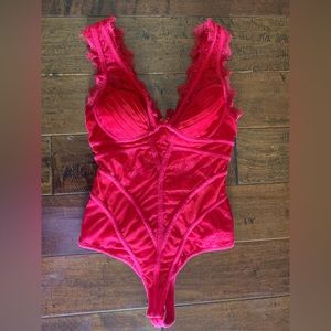 Red Lace Bebe Bodysuit S
